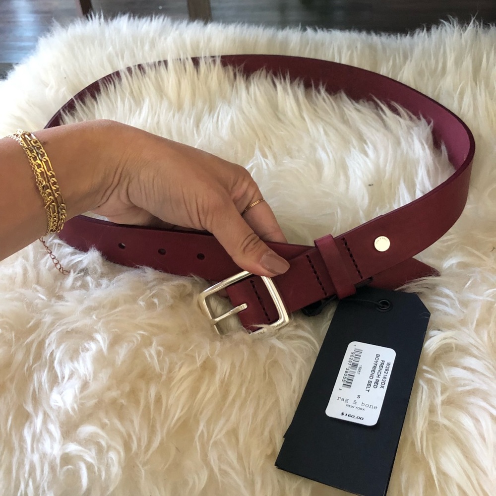 Rag & Bone red leather boyfriend belt sz S